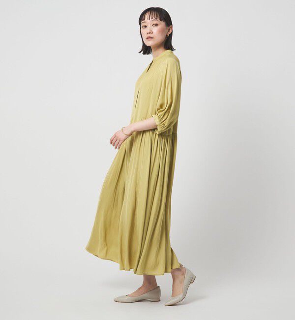 UNITED ARROWS green label relaxing「サテン ギャザー ショートスリーブ ワンピース 2」|ワンピース|