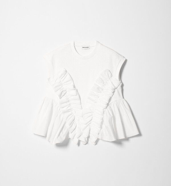 EMMEL REFINES「＜EMMEL REFINES＞EM テレコフリル ギャザー プルオーバー」|Tシャツ・カットソー|