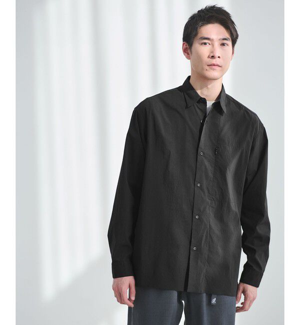 UNITED ARROWS green label relaxing「WONDER CLOTH ボックス シルエット 長袖 シャツ -ストレッチ・接触冷感・吸水速乾-」|シャツ・ブラウス|BLACK