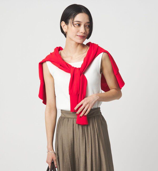 UNITED ARROWS green label relaxing「ブライトリブ デコルテ フレンチスリーブ プルオーバー カットソー」|Tシャツ・カットソー|OFF WHITE