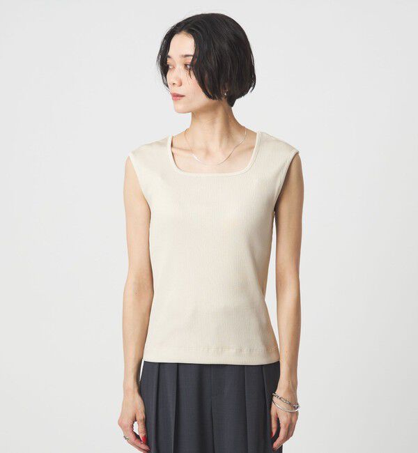 UNITED ARROWS green label relaxing「ブライトリブ デコルテ フレンチスリーブ プルオーバー カットソー」|Tシャツ・カットソー|