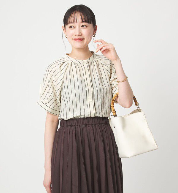 UNITED ARROWS green label relaxing「スタンド ストライプ ブラウス」|シャツ・ブラウス|OFF WHITE