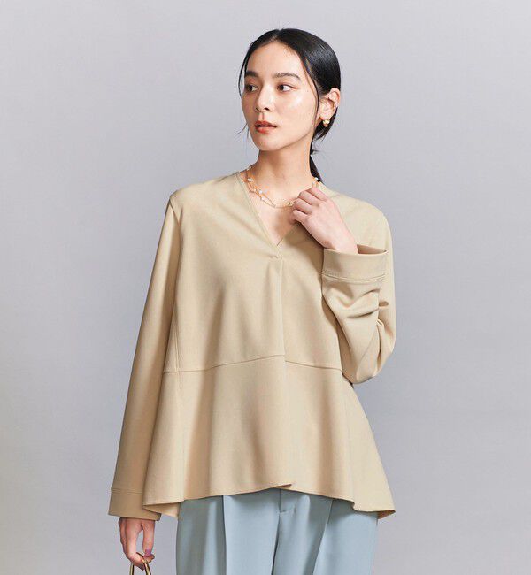 BEAUTY&YOUTH UNITED ARROWS「【WEB限定 Wardrobe DAILY MINIMAL】ペプラム Vネックプルオーバーカットソー」|Tシャツ・カットソー|BEIGE