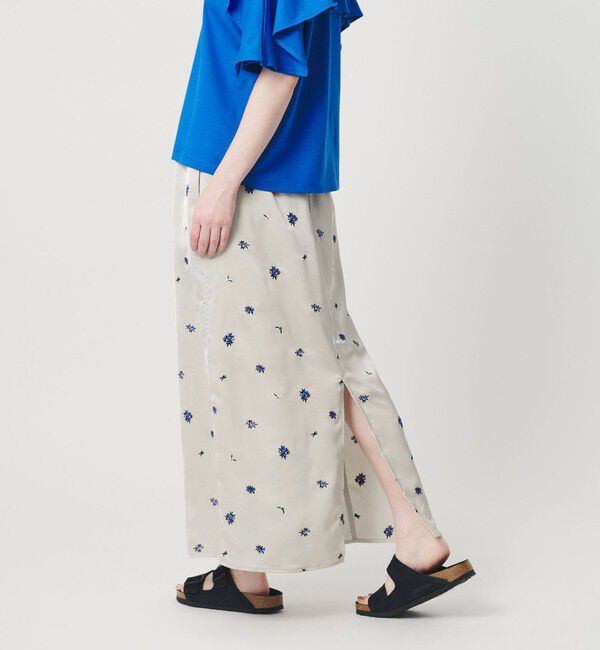 BEAUTY&YOUTH UNITED ARROWS「フラワー エンブロイダリー ドローストリング スカート ウォッシャブル」|スカート|LT.GRAY
