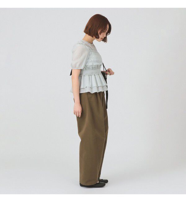 Ray BEAMS 「シアー シャーリング パフスリーブ ブラウス」|シャツ・ブラウス|