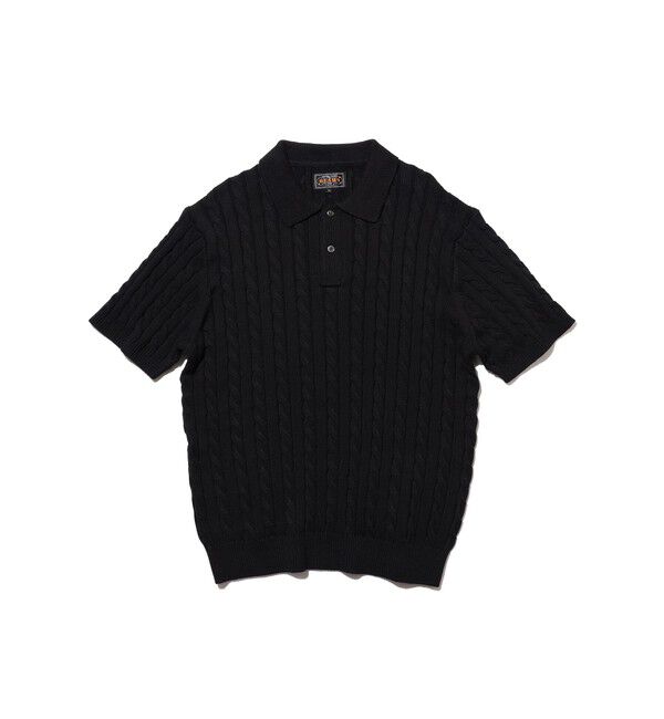 BEAMS PLUS「Knit Polo Cable」|ポロシャツ|BLACK