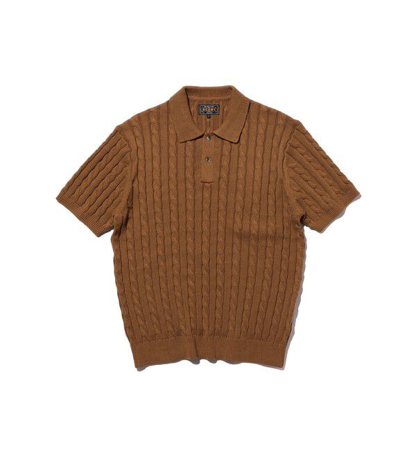 BEAMS PLUS「Knit Polo Cable」|ポロシャツ|BROWN