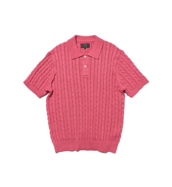 BEAMS PLUS「Knit Polo Cable」|ポロシャツ|RED