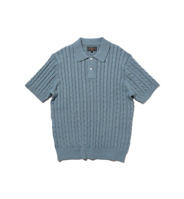 BEAMS PLUS「Knit Polo Cable」|ポロシャツ|BLUE