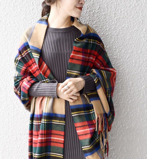 SHIPS for women「【SHIPS別注】JOHNSTONS:カシミヤチェックストール」|ストール|
