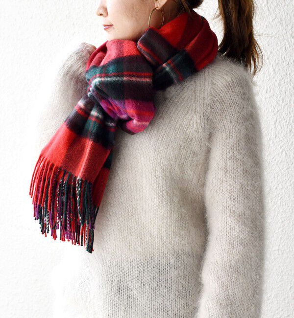 SHIPS for women「【SHIPS別注】JOHNSTONS:カシミヤチェックストール」|ストール|