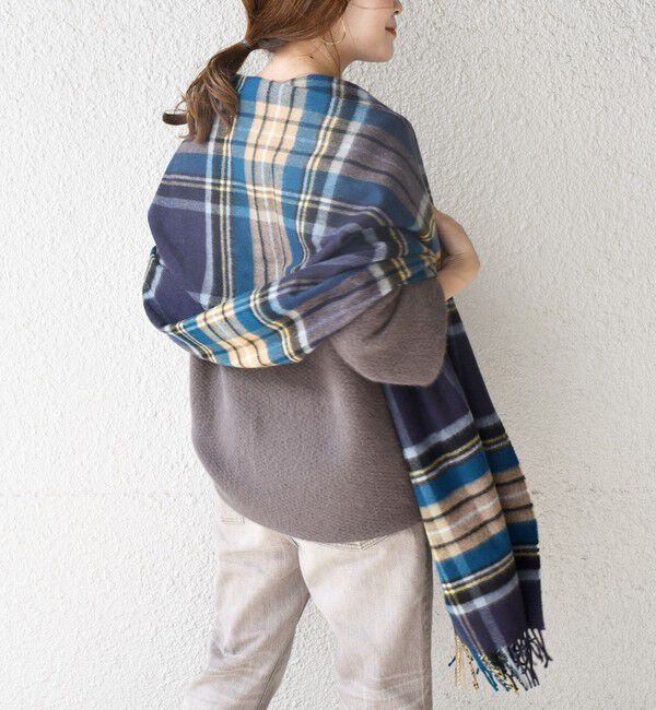 SHIPS for women「【SHIPS別注】JOHNSTONS:カシミヤチェックストール」|ストール|