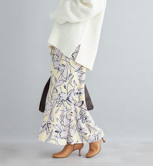SHIPS for women「〈手洗い可能〉IPEKA フラワープリント マーメイド スカート」|スカート|ライトイエロー