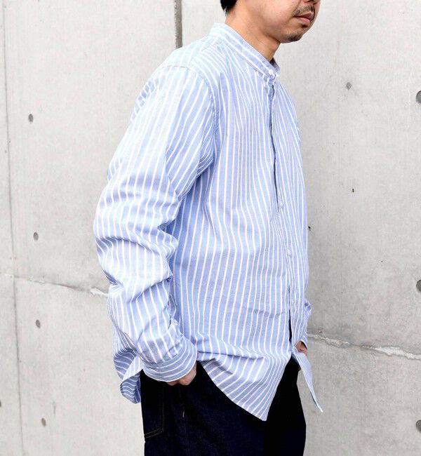 SHIPS any「SHIPS any: ストライプ / ソリッド リラックス バンドカラー シャツ 25AW◇」|シャツ・ブラウス|