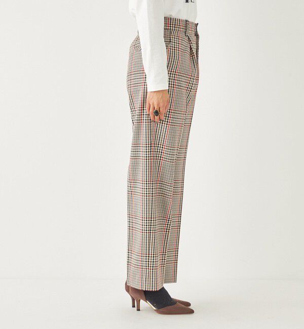 SHIPS Colors 「SHIPS Colors:〈洗濯機可能〉TR チェック タック ワイド パンツ」|スラックス|