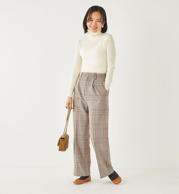 SHIPS Colors 「SHIPS Colors:〈洗濯機可能〉TR チェック タック ワイド パンツ」|スラックス|