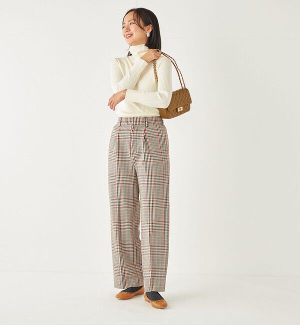 SHIPS Colors 「SHIPS Colors:〈洗濯機可能〉TR チェック タック ワイド パンツ」|スラックス|