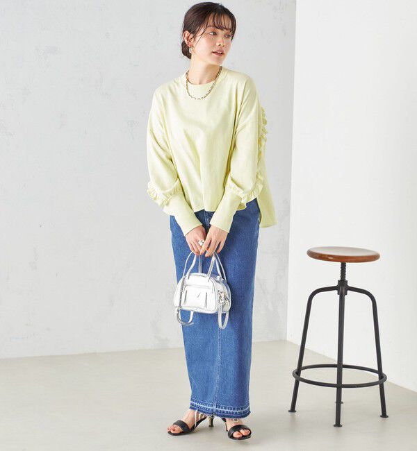 SHIPS for women「〈洗濯機可能〉ロング リブ スリーブ フリル カットソー」|Tシャツ・カットソー|