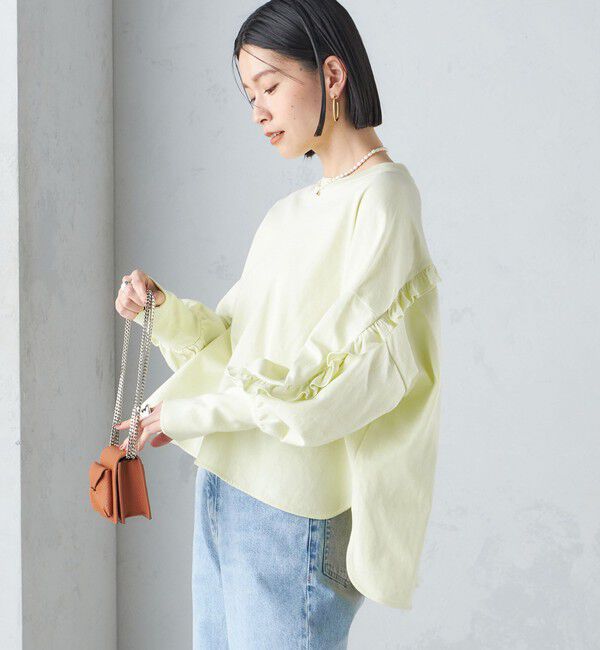 SHIPS for women「〈洗濯機可能〉ロング リブ スリーブ フリル カットソー」|Tシャツ・カットソー|