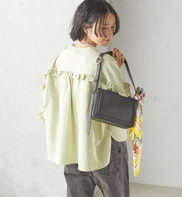 SHIPS for women「〈洗濯機可能〉ロング リブ スリーブ フリル カットソー」|Tシャツ・カットソー|