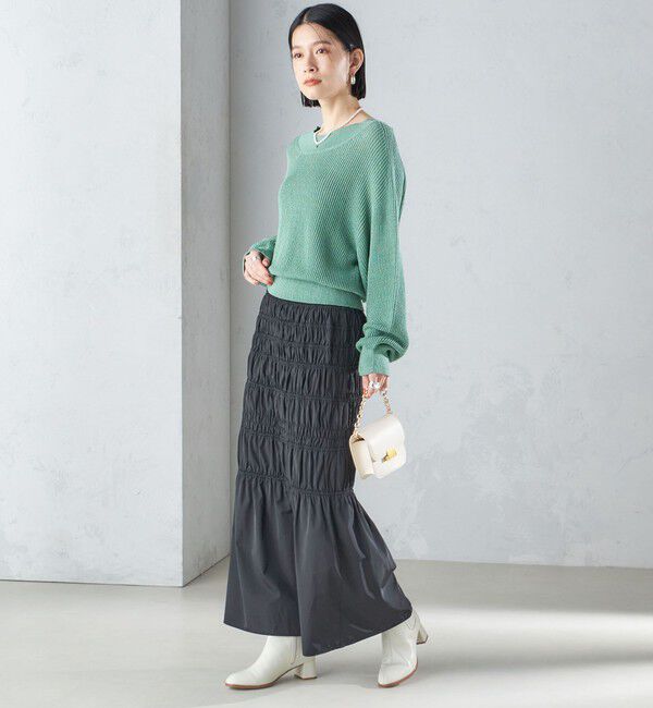 SHIPS for women「〈手洗い可能〉シャーリングギャザースカート 24SS ◇」|スカート|