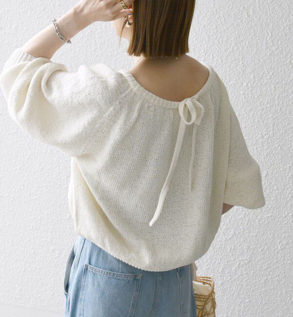 SHIPS any「SHIPS any:〈手洗い可能〉テープヤーン バックリボン ニット プルオーバー」|ニット・セーター|