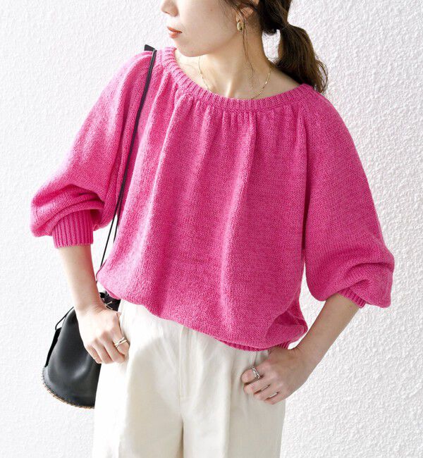 SHIPS any「SHIPS any:〈手洗い可能〉テープヤーン バックリボン ニット プルオーバー」|ニット・セーター|ピンク