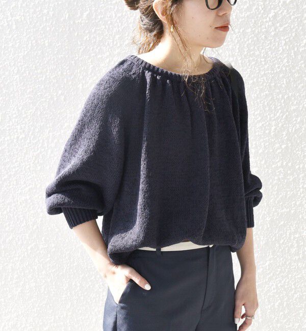 SHIPS any「SHIPS any:〈手洗い可能〉テープヤーン バックリボン ニット プルオーバー」|ニット・セーター|