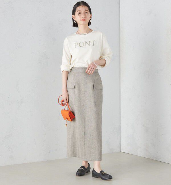 SHIPS for women「麻混 ストライプ 無地 ポケット タイト スカート ◇」|スカート|