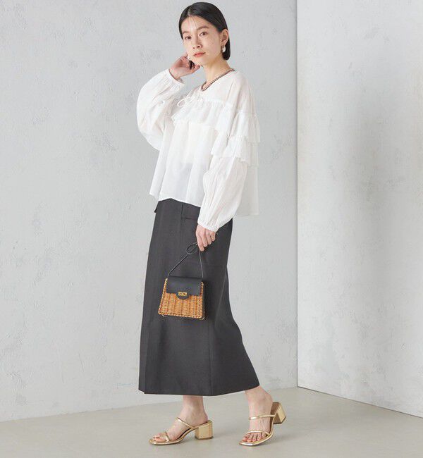 SHIPS for women「麻混 ストライプ 無地 ポケット タイト スカート ◇」|スカート|