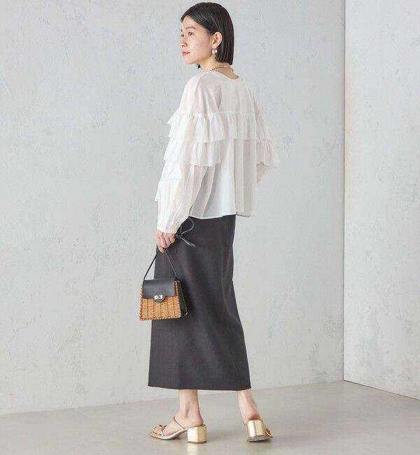 SHIPS for women「麻混 ストライプ 無地 ポケット タイト スカート ◇」|スカート|