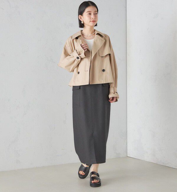 SHIPS for women「麻混 ストライプ 無地 ポケット タイト スカート ◇」|スカート|