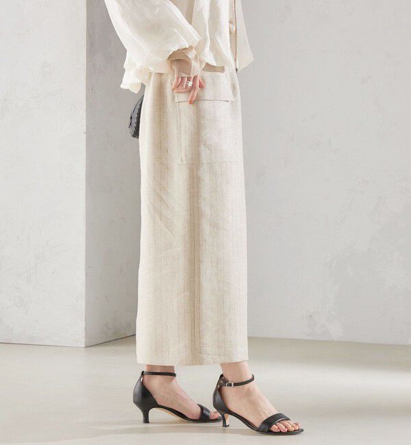 SHIPS for women「麻混 ストライプ 無地 ポケット タイト スカート ◇」|スカート|