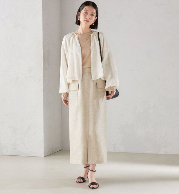 SHIPS for women「麻混 ストライプ 無地 ポケット タイト スカート ◇」|スカート|