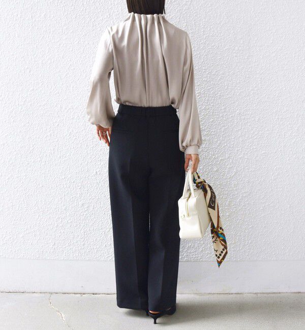 SHIPS for women「【一部WEB限定】〈手洗い可能〉ヴィンテージ サテン ネック ギャザー ブラウス」|シャツ・ブラウス|