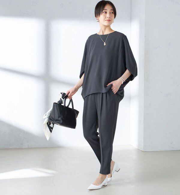 SHIPS for women「〈接触冷感 / 手洗い可能〉アセテート混 バック サテン ドルマン ブラウス」|シャツ・ブラウス|