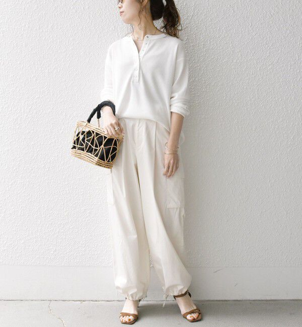 SHIPS any「SHIPS any:〈洗濯機可能〉ワッフル ヘンリーネック ラウンドヘム プルオーバー」|Tシャツ・カットソー|