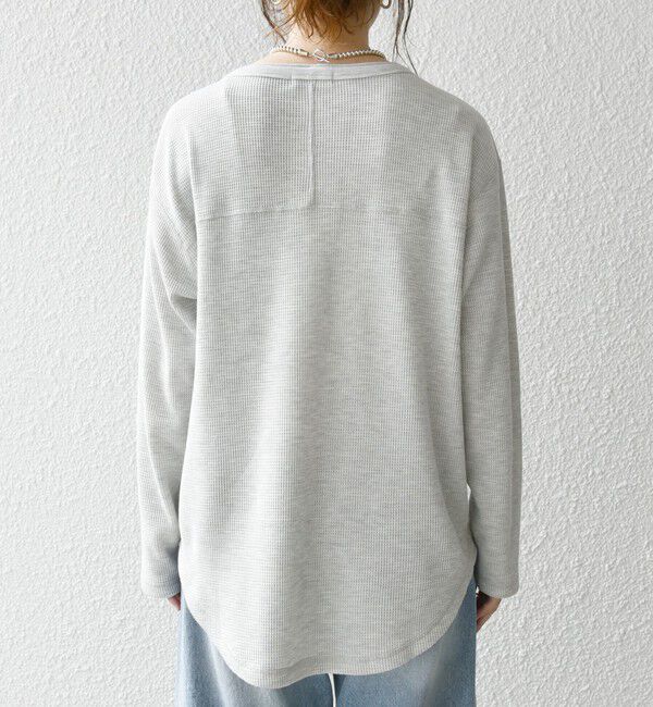 SHIPS any「SHIPS any:〈洗濯機可能〉ワッフル ヘンリーネック ラウンドヘム プルオーバー」|Tシャツ・カットソー|