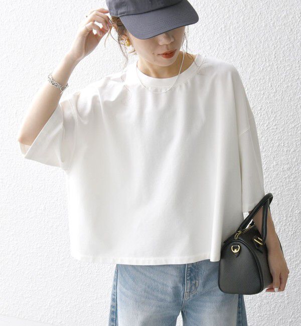 SHIPS any「【WEB限定】SHIPS any:〈洗濯機可能〉インレイ ハーフスリーブ ショートTEE」|Tシャツ・カットソー|ホワイト