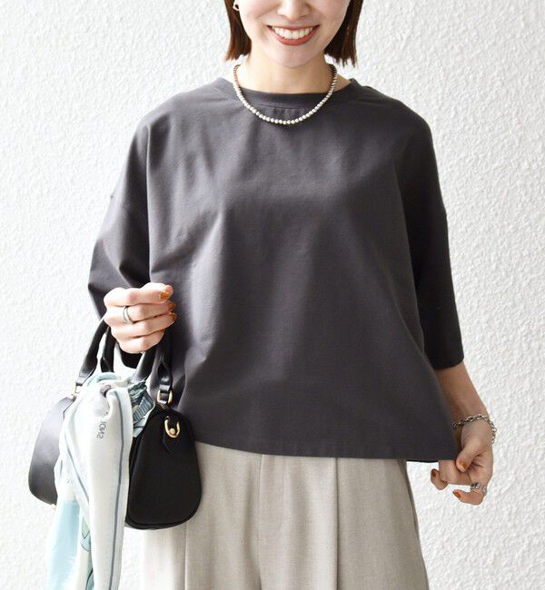 SHIPS any「【WEB限定】SHIPS any:〈洗濯機可能〉インレイ ハーフスリーブ ショートTEE」|Tシャツ・カットソー|