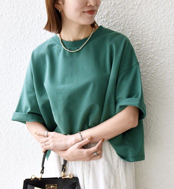 SHIPS any「【WEB限定】SHIPS any:〈洗濯機可能〉インレイ ハーフスリーブ ショートTEE」|Tシャツ・カットソー|