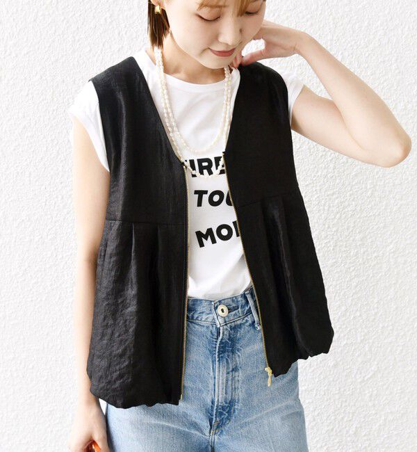 SHIPS for women「〈手洗い可能〉サテン タック バルーン ジレ」|ベスト・ジレ|