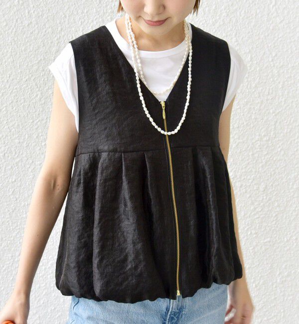 SHIPS for women「〈手洗い可能〉サテン タック バルーン ジレ」|ベスト・ジレ|