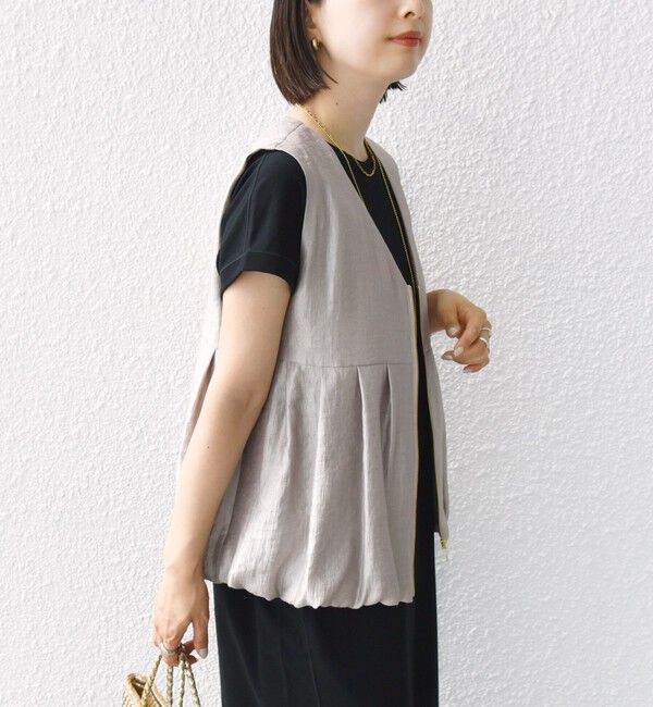 SHIPS for women「〈手洗い可能〉サテン タック バルーン ジレ」|ベスト・ジレ|