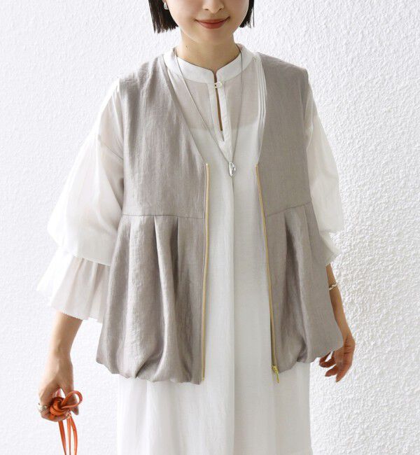 SHIPS for women「〈手洗い可能〉サテン タック バルーン ジレ」|ベスト・ジレ|