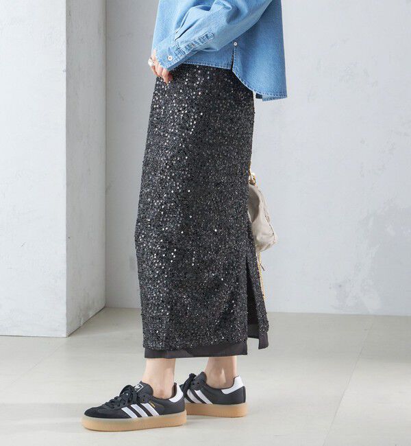 SHIPS for women「〈手洗い可能〉スパンコール Iライン スカート」|スカート|