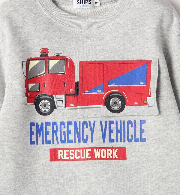 SHIPS Colors 「SHIPS Colors: 80～130cm / エマージェンシー ビハイクル(消防車) スウェット」|スウェット・ジャージ|