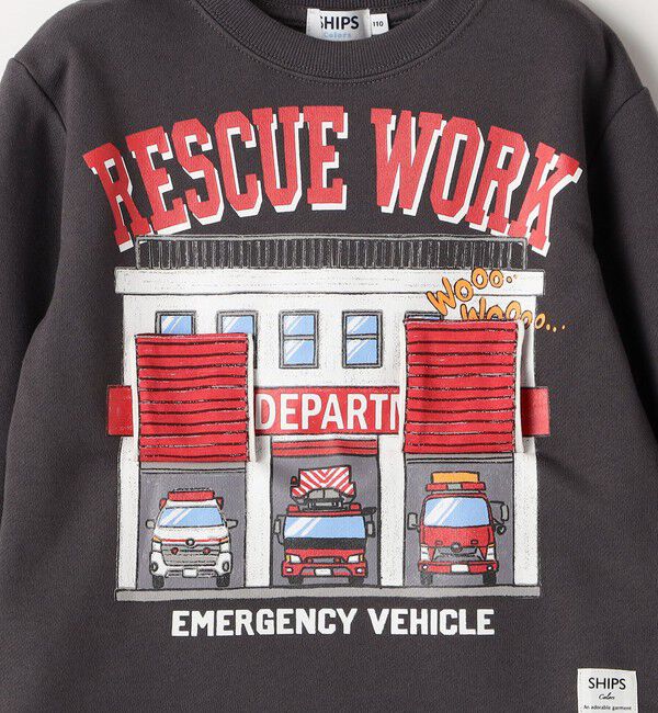 SHIPS Colors 「SHIPS Colors: 80～130cm / エマージェンシー ビハイクル(消防車) スウェット」|スウェット・ジャージ|