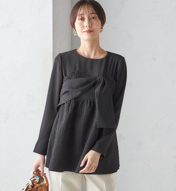 SHIPS for women「〈手洗い可能〉ジャカード ドッキング ビッグ リボン ブラウス」|シャツ・ブラウス|