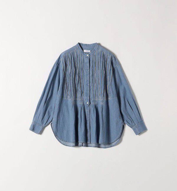 SHIPS any「SHIPS any:〈洗濯機可能〉デニム シーム バンドカラー シャツ ブラウス」|シャツ・ブラウス|